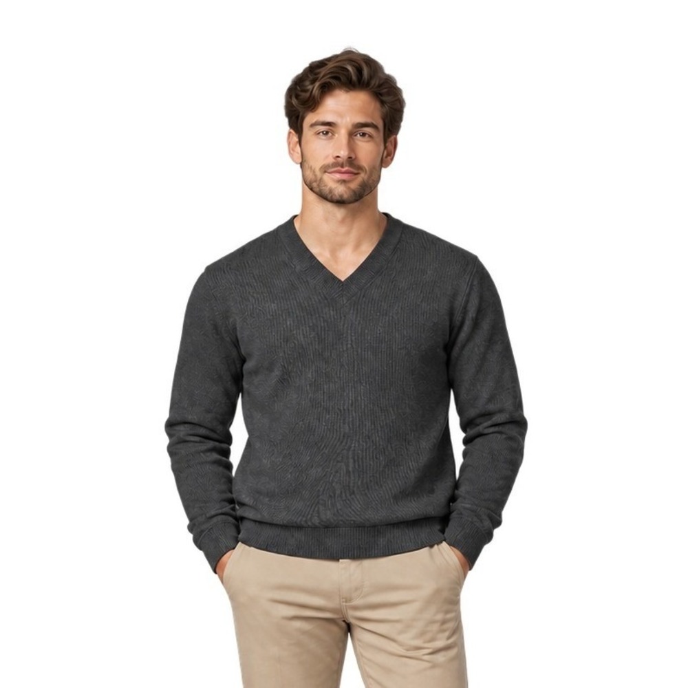 Jos. A. Bank Traveler Sweater Men's Size Large Gray Merino Wool V-Neck Pullover